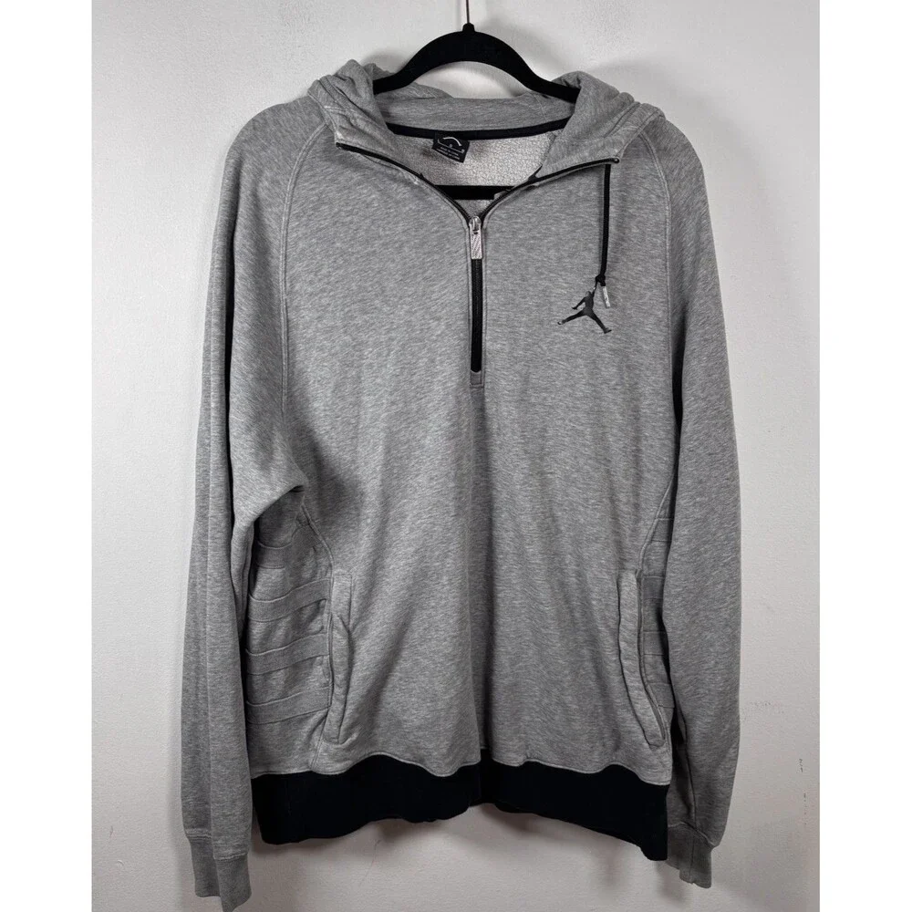 Jordan L Gray 1/2 Zip Hoodie Pullover Athletic Streetwear Black Trim
